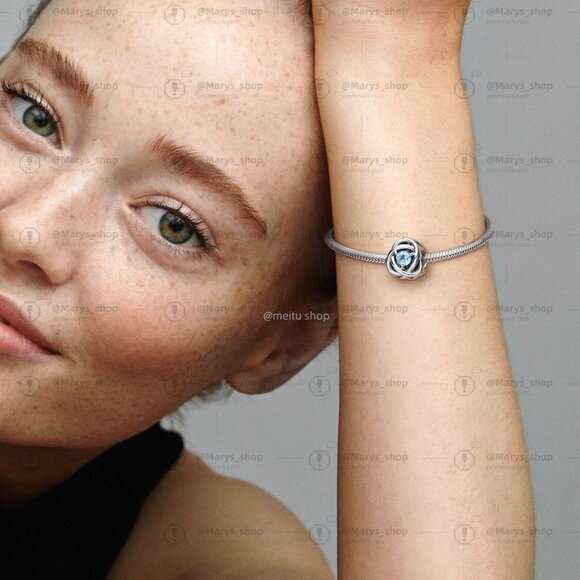 Pandora March Sea Aqua Blue Eternity Circle Charm - Picture 5 of 5
